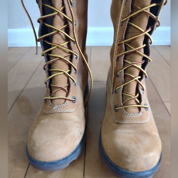 Timberland Women's Tan Lace-Up Construction Style Knee High Boots - Picture 2 of 14